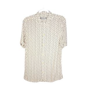 AllSaints Music Note Short Sleeve Shirt Small 100% Viscose